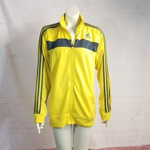 yellow adidas jacket with black stripes